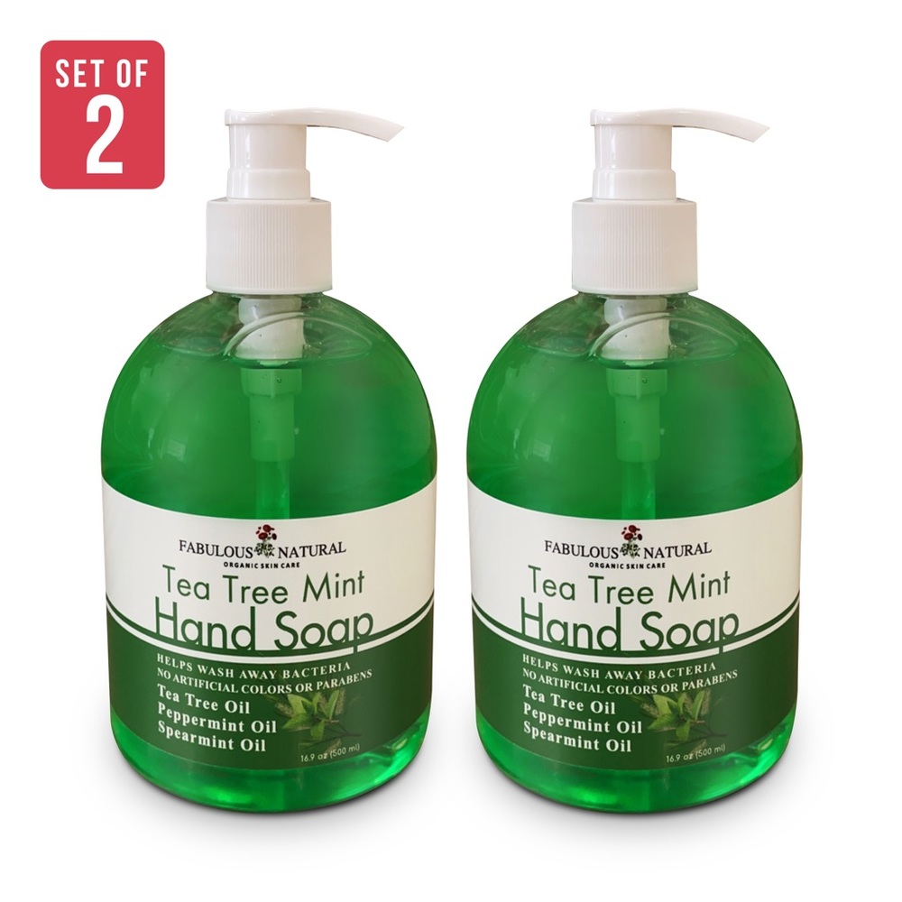 Set of 2 Tea Tree Gentle Foaming Hand Soap Pump Lid 16.9oz 500ml NEW